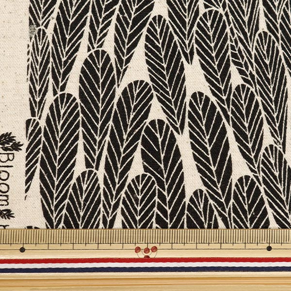 [Aus Menge 5] Stoff "Bookhou cotton hin Canvas Leaf Kinari x Schwarz Ekx-1400-3a" KOKKA