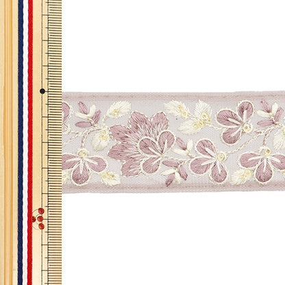 [De la cantidad 5] ArtilleraRibete "2024 Ribete bordado indio Púrpura x blanco 3529b"