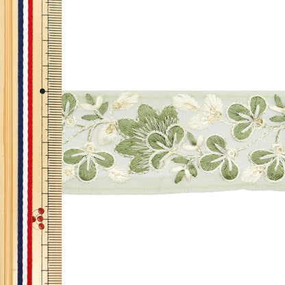 [De la cantidad 5] ArtilleraRibete "2024 Ribete bordado indio Verde x blanco 3529c"