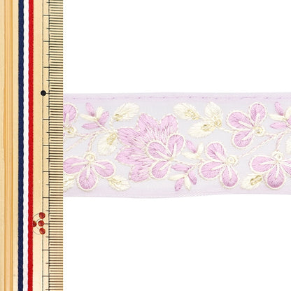 [De la cantidad 5] ArtilleraRibete "2024 Ribete bordado indio Morado x blanco 3529h"