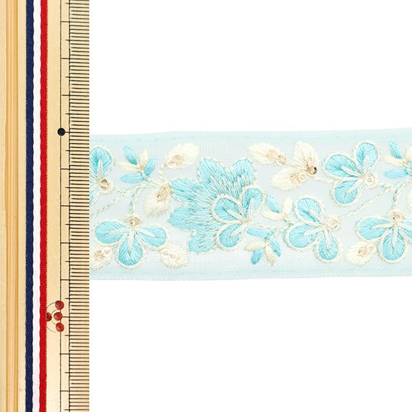 [De la cantidad 5] ArtilleraRibete "2024 Ribete bordado indio Blue x blanco 3529J"