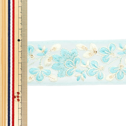 [De la cantidad 5] ArtilleraRibete "2024 Ribete bordado indio Blue x blanco 3529J"