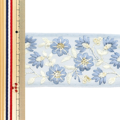 [De la cantidad 5] ArtilleraRibete "2024 Ribete bordado indio Gris x blanco 3530b"