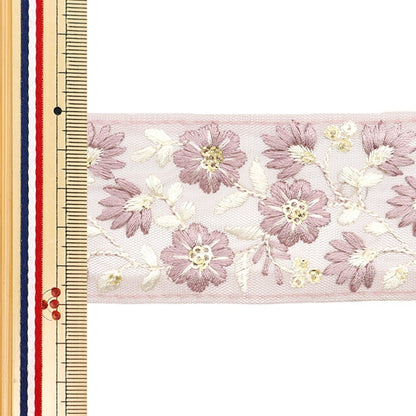 [De la quantité 5] artisanatGarniture "2024 Garniture de broderie indienne Purple X White 3530G"