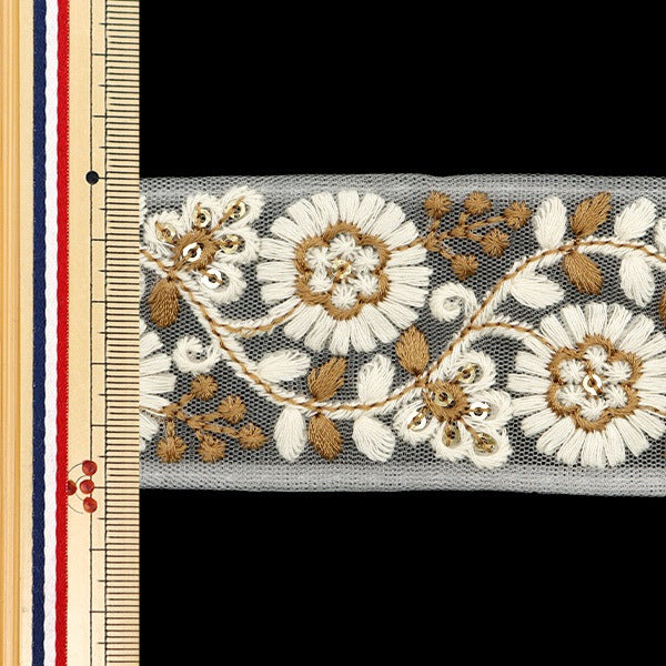 [Из количества 5] ремесленникОтделка "2024 Отделка для индийской вышивки Белый x brown 47166a6"