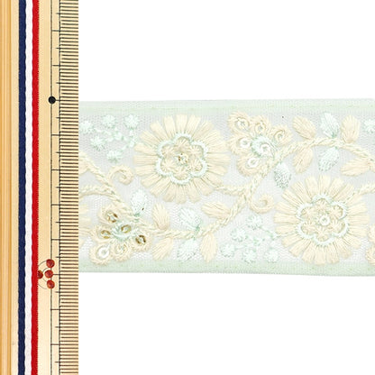 [De la quantité 5] artisanatGarniture "2024 Garniture de broderie indienne Vert x vert 47166a8"