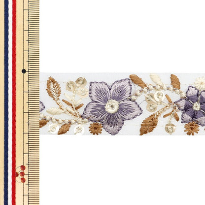 【数量5から】 手芸ブレード 『2024 インド刺繍ブレード グレー×グレー 47202C』