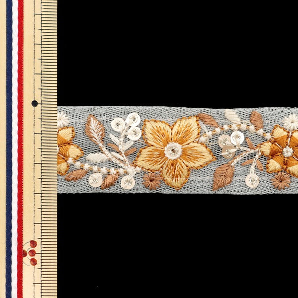 [Из количества 5] ремесленникОтделка "2024 Отделка для индийской вышивки Белый x желтый 47202h"