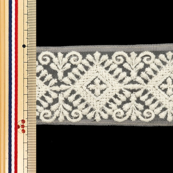 [Aus Menge 5] HandwerkBesätze 『2024 Indischer Stickereibesatz Grau x weiß M-126#1]