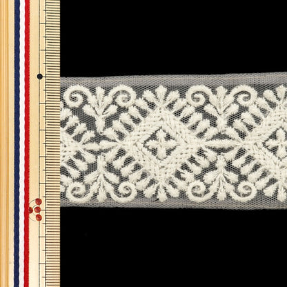 [Aus Menge 5] HandwerkBesätze 『2024 Indischer Stickereibesatz Grau x weiß M-126#1]