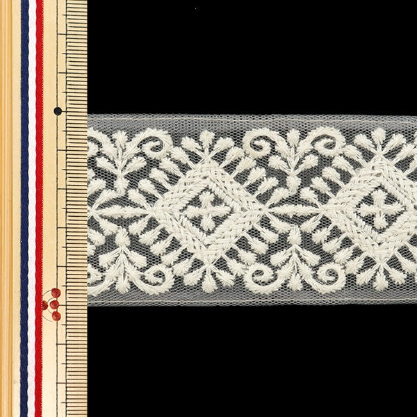 [De la cantidad 5] ArtilleraRibete "2024 Ribete bordado indio Gris x blanco M-126#4"