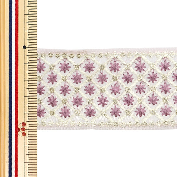 [Aus Menge 5] HandwerkBesätze 『2024 Indischer Stickereibesatz Lila x lila m-215m]