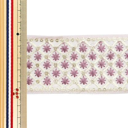 [Aus Menge 5] HandwerkBesätze 『2024 Indischer Stickereibesatz Lila x lila m-215m]