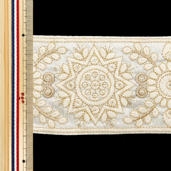 [De la quantité 5] artisanatGarniture "2024 Garniture de broderie indienne Blanc x blanc m-294a11"