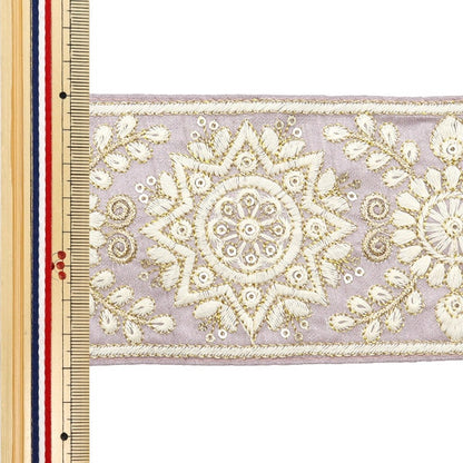 [De la cantidad 5] ArtilleraRibete "2024 Ribete bordado indio Púrpura x blanco M-294A15"