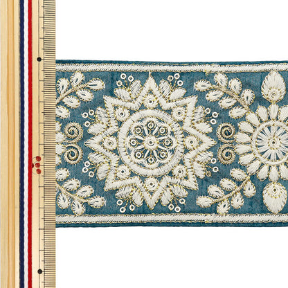 [De la cantidad 5] ArtilleraRibete "2024 Ribete bordado indio Verde x blanco M-294A5"