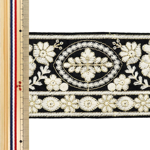 [De la cantidad 5] ArtilleraRibete "2024 Ribete bordado indio Black X White M-296A2"