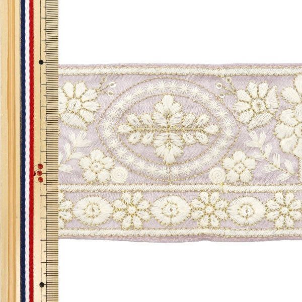[De la quantité 5] artisanatGarniture "2024 Garniture de broderie indienne Purple X White M-296A5"