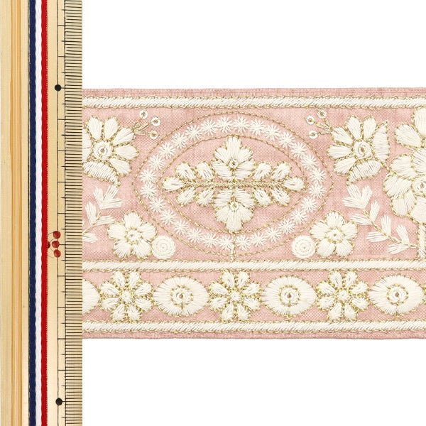 [De la cantidad 5] ArtilleraRibete "2024 Ribete bordado indio Rosa x blanco M-296A8"