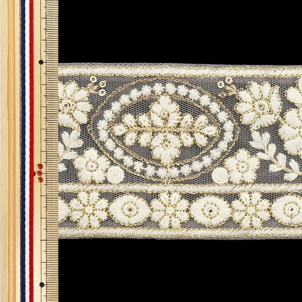 [De la quantité 5] artisanatGarniture "2024 Garniture de broderie indienne Purple X White M-296B2"