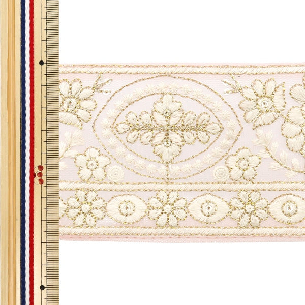 [De la cantidad 5] ArtilleraRibete "2024 Ribete bordado indio Rosa x blanco M-296B3"