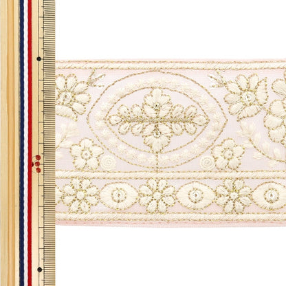 [De la cantidad 5] ArtilleraRibete "2024 Ribete bordado indio Rosa x blanco M-296B3"