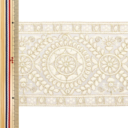 [De la quantité 5] artisanatGarniture "2024 Garniture de broderie indienne Purple X White M-297B2"