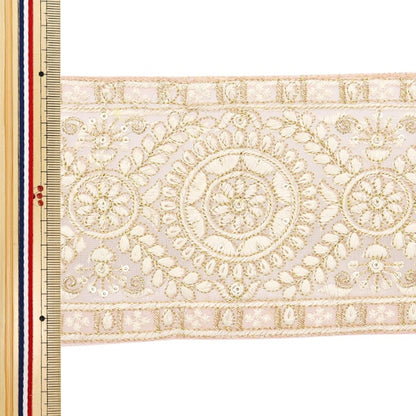 [De la quantité 5] artisanatGarniture "2024 Garniture de broderie indienne Rose x blanc m-297b3"