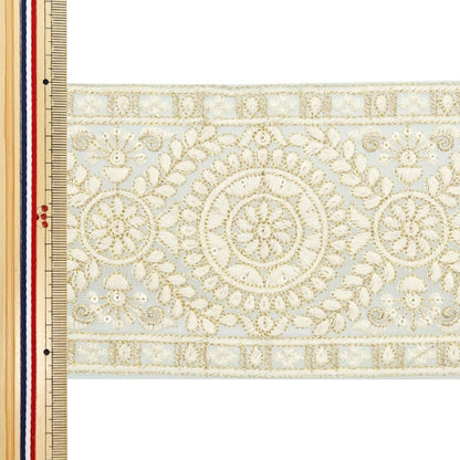 [De la cantidad 5] ArtilleraRibete "2024 Ribete bordado indio Verde x blanco M-297B4"