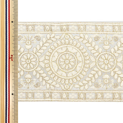 [De la cantidad 5] ArtilleraRibete "2024 Ribete bordado indio Gris x blanco M-297B5"