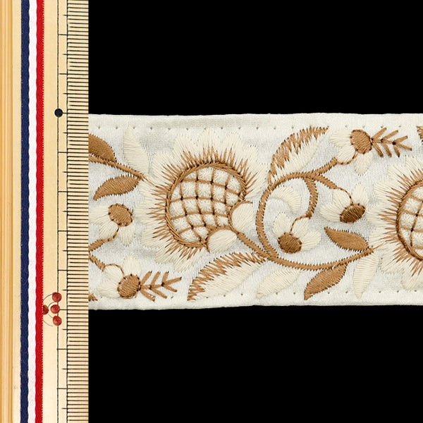 [Из количества 5] ремесленникОтделка "2024 Отделка для индийской вышивки Белый x коричневый m-302b"