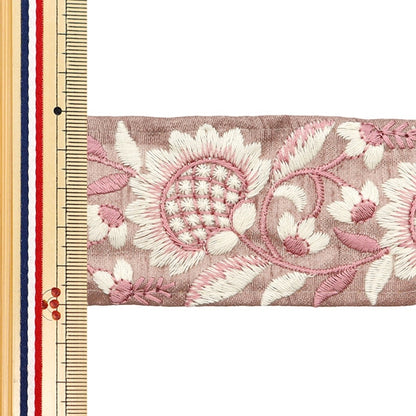 [Aus Menge 5] HandwerkBesätze 『2024 Indischer Stickereibesatz Brown X Pink M-302F]