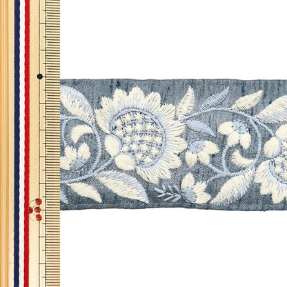 [De la cantidad 5] ArtilleraRibete "2024 Ribete bordado indio Gris x gris m-302h"