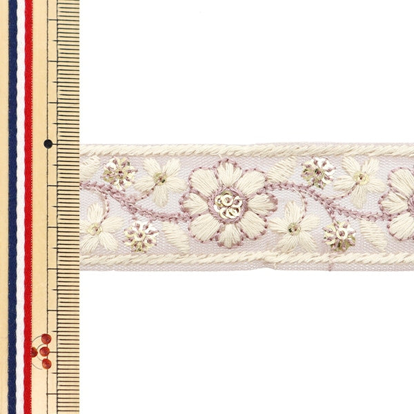 [De la quantité 5] artisanatGarniture "2024 Garniture de broderie indienne Purple X White M-303H"