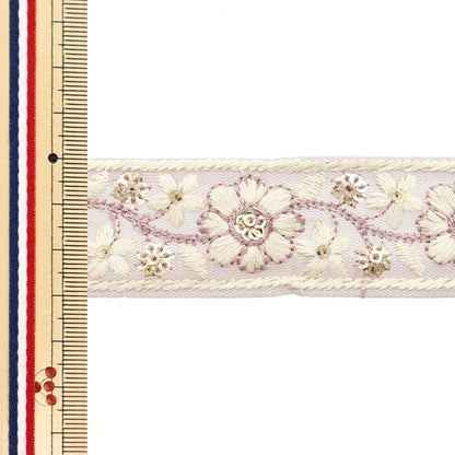 [De la quantité 5] artisanatGarniture "2024 Garniture de broderie indienne Purple X White M-303H"