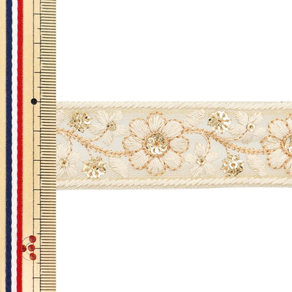 [De la cantidad 5] ArtilleraRibete "2024 Ribete bordado indio Beige x blanco M-303K"