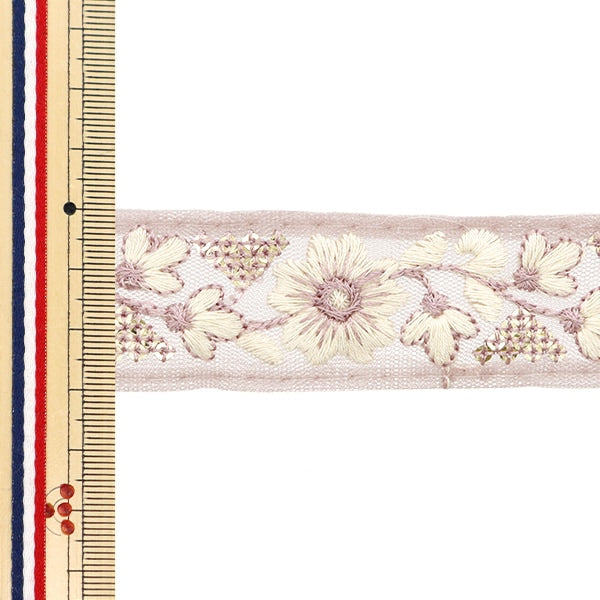 [De la quantité 5] artisanatGarniture "2024 Garniture de broderie indienne Purple X White M-304D"