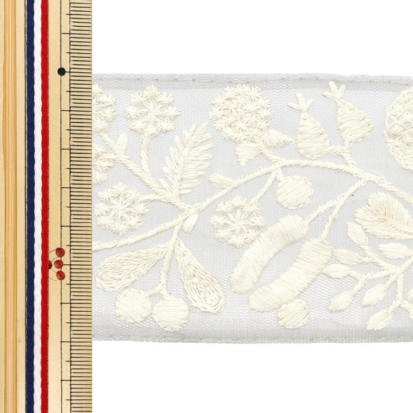 [De la cantidad 5] ArtilleraRibete "2024 Ribete bordado indio Gris x blanco M-113#11"