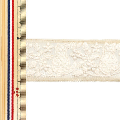 [De la cantidad 5] ArtilleraRibete "2024 Ribete bordado indio Beige x blanco M-283B5"