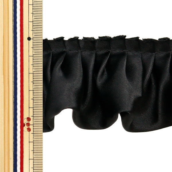 【数量5から】 フリルリボンテープ 『サテンフリル 約55mm幅 ブラック FR2315』