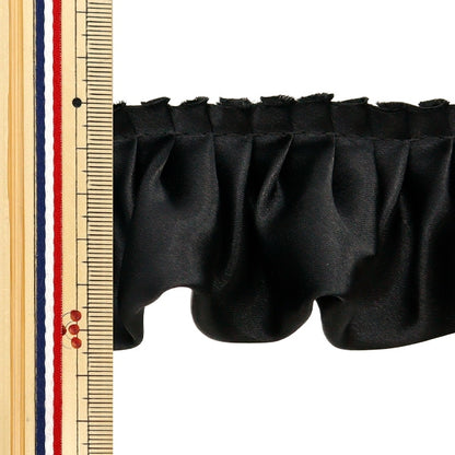 【数量5から】 フリルリボンテープ 『サテンフリル 約55mm幅 ブラック FR2315』