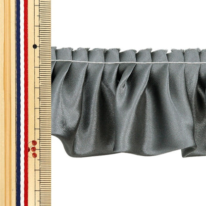 【数量5から】 フリルリボンテープ 『サテンフリル 約55mm幅 グレー FR2315』