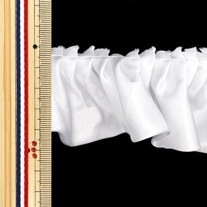 【数量5から】 フリルリボンテープ 『サテンフリル 約55mm幅 ホワイト FR2315』