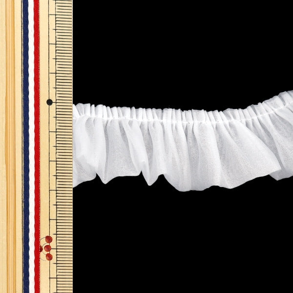 【数量5から】 フリルリボンテープ 『ソフトサテンフリル 約30mm幅 ホワイト FR2318』