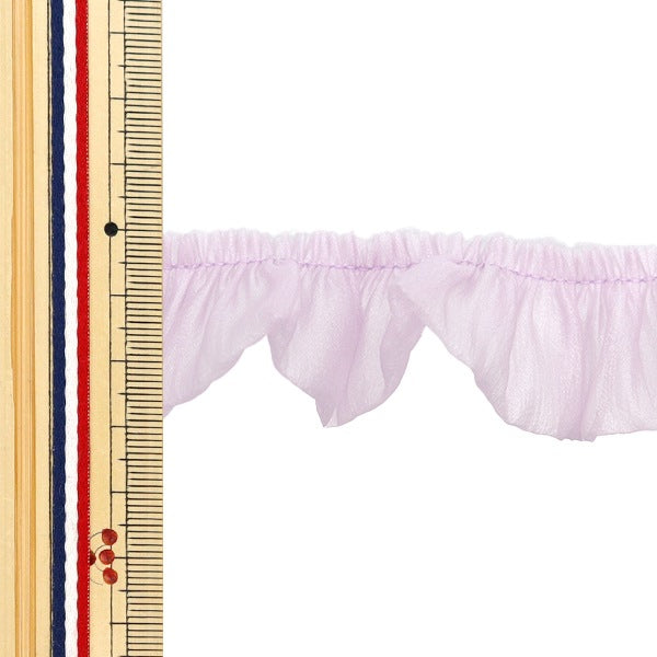 【数量5から】 フリルリボンテープ 『ソフトサテンフリル 約30mm幅 パープル FR2318』