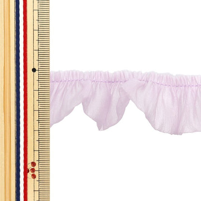 【数量5から】 フリルリボンテープ 『ソフトサテンフリル 約30mm幅 パープル FR2318』