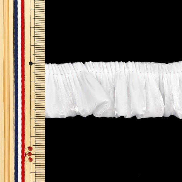 【数量5から】 フリルリボンテープ 『ソフトサテンフリル 約30mm幅 ホワイト FR2319』