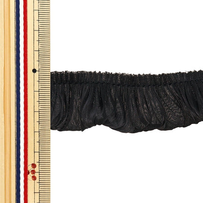 【数量5から】 フリルリボンテープ 『ソフトサテンフリル 約30mm幅 ブラック FR2319』