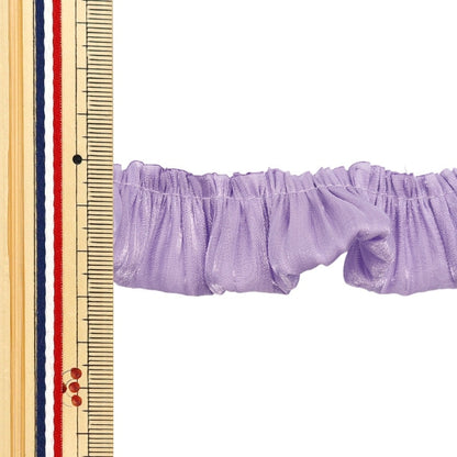 【数量5から】 フリルリボンテープ 『ソフトサテンフリル 約30mm幅 パープル FR2319』