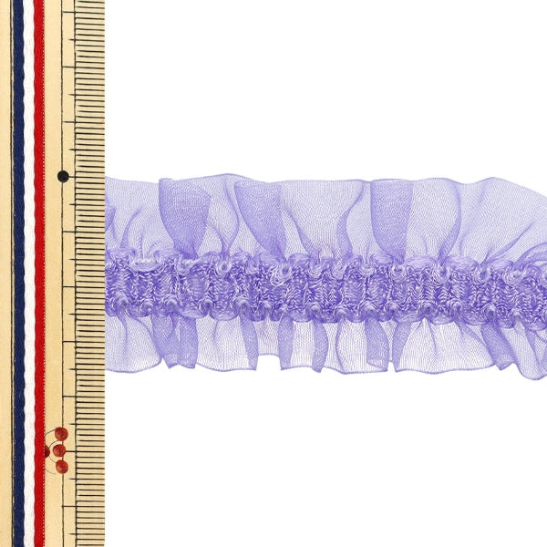 【数量5から】 フリルリボンテープ 『ストレッチWフリル 約30mm幅 パープル FRS2306』